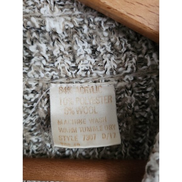 Vintage Open Cardigan Sweater Brown & Cream Varigated Medium - Picture 4 of 7